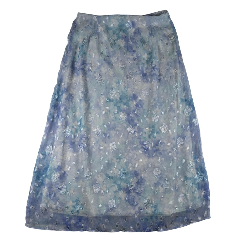 Vintage Dressbarn Skirt Womens Large Floral Rose Chiffon Maxi Lined Fairy USA